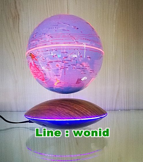 ลูกโลกลอยได้ 6 นิ้ว  ไฟเรืองแสง ฐานลายไม้ Antigravity 6 Inch.  Light Globe wood  water print base รูปที่ 4