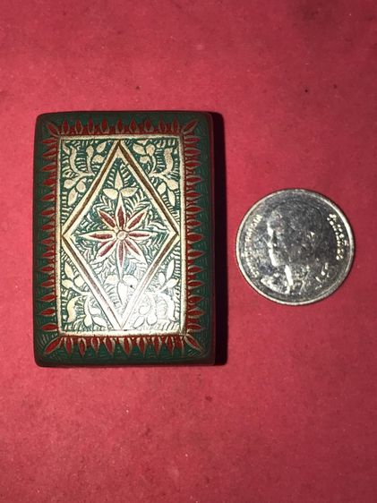 กล่อง เนื้อเงิน ลงยา ลายไทย สีเขียวสลับแดง ปิด เปิดได้ ขนาดใหญ่ เนื้อเงินหนา มีน้ำหนัก งาน Handmade สุดสวย Classic เก่า แท้ แปลก หายาก  รูปที่ 7