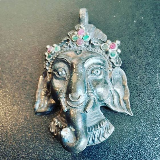 จี้เงินพระพิฆเนศประดับทับทิมและโมรา รูปที่ 4