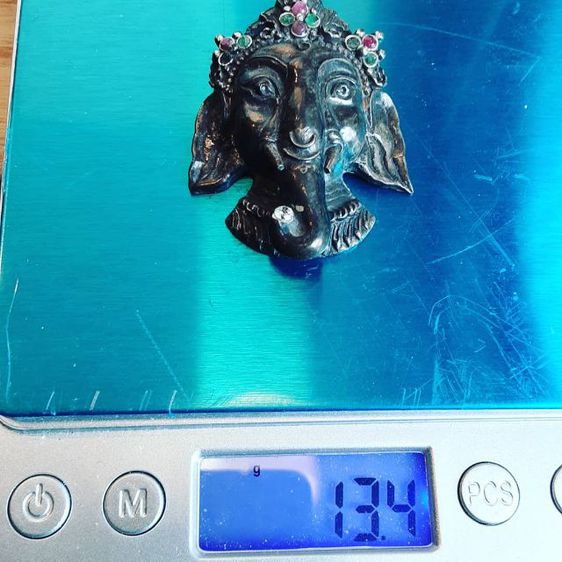 จี้เงินพระพิฆเนศประดับทับทิมและโมรา รูปที่ 7