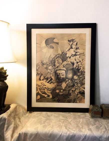 ภาพเขียนขาวดำลายเส้นงานแสดงจิตกรรมบัวหลวงครั้ง ๒ รูปที่ 7