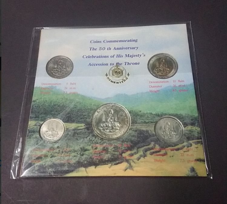 แผงพร้อมเหรียญที่ระลึก กาญจนาภิเษก ร9 ชุด 5 เหรียญ แพคกรมธนารักษ์ เดิม 2539 รูปที่ 2
