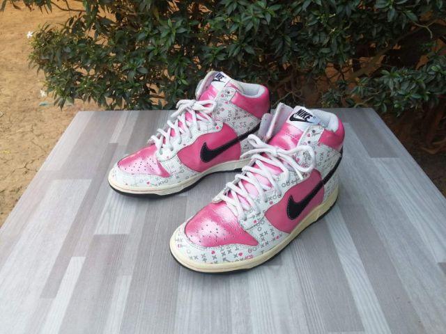 Nike Dunk High (GS)–White Pink Black Valentine's Day เบอร์ 5y us. 37.5 Eur.  23.5 cm - Kaidee