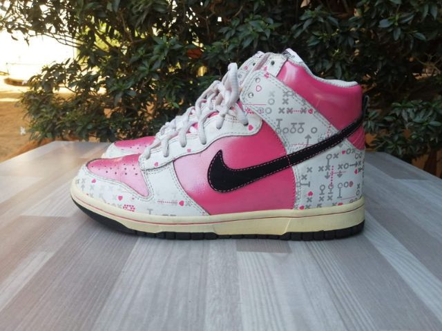 Nike Dunk High (GS)–White Pink Black Valentine's Day เบอร์ 5y us. 37.5 Eur.  23.5 cm - Kaidee