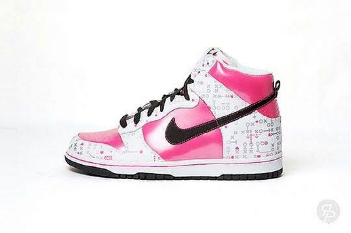 Nike Dunk High (GS)–White Pink Black Valentine's Day เบอร์ 5y us. 37.5 Eur.  23.5 cm - Kaidee