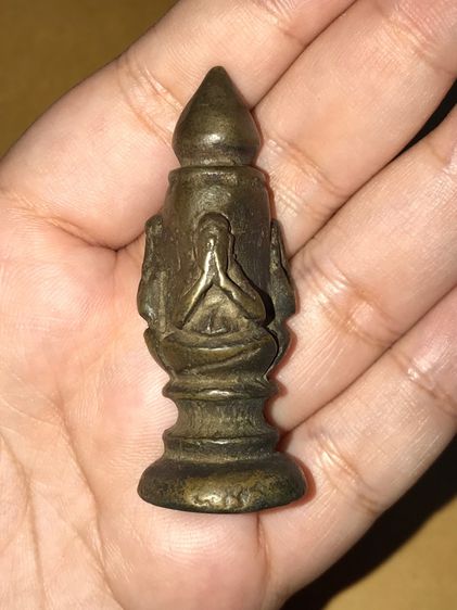 พระปิดตา 3 หน้า เสาหลักเมือง นครศรีธรรมราช ปี 24xx เนื้อสำริด โค๊ดยันต์ มะ อะ อุ ขนาดประมาณ 3 นิ้ว ตั้งได้ มีน้ำหนัก สภาพ สวยสมบูรณ์ เก่าจัด รูปที่ 9