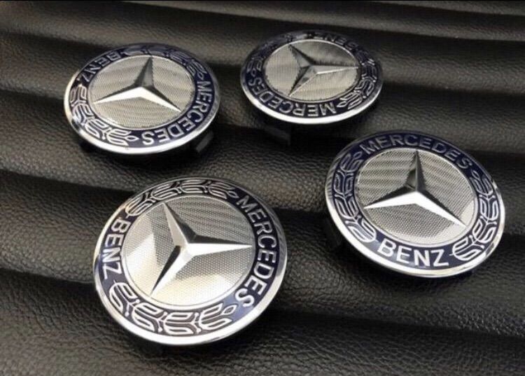 ฝาล้อ Benz สีน้ำเงินเข้ม สีดำ 7.5 cm ใส่ ล้อBenz ล้อ AMG ล้อBrabus ได้