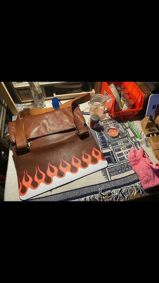 เพ้นท์เสื้อหนัง เพ้นท์รองเท้าหนัง เพ้นท์กระเป๋าหนัง รูปที่ 3