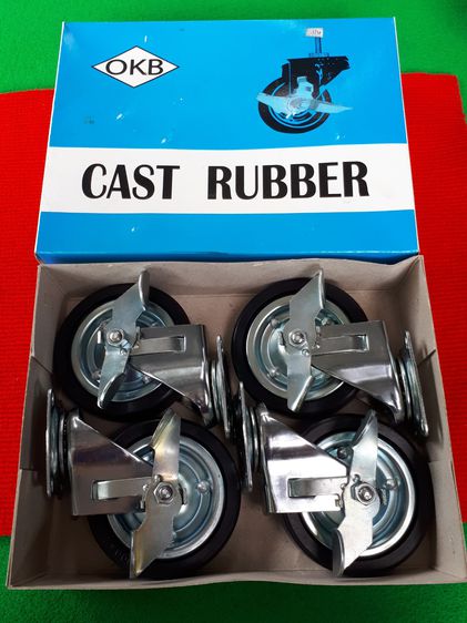 (47) ลูกล้อยางเกลียว 4 นิ้ว เเป้นหมุน มีเบรค OKB 1 ชุด  รูปที่ 3