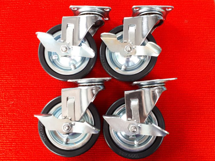 (47) ลูกล้อยางเกลียว 4 นิ้ว เเป้นหมุน มีเบรค OKB 1 ชุด  รูปที่ 2