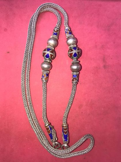 สร้อยคอ เงินแท้ 92.5 หัวมังกร และ ประคำ ลงยา ขนาดยาวประมาณ 15 นิ้ว น้ำหนัก 5 บาท เงินแท้ เก่า หายาก สภาพสวยสมบูรณ์  รูปที่ 3