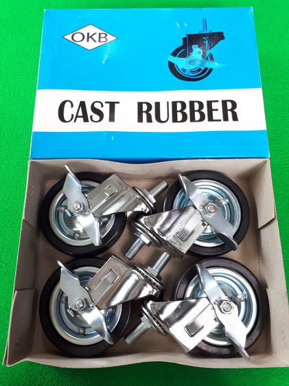 (48) ลูกล้อยางเเกนเกลียว 4  นิ้ว ยางหมุน มีเบรค OKB 1 ชุด  รูปที่ 4