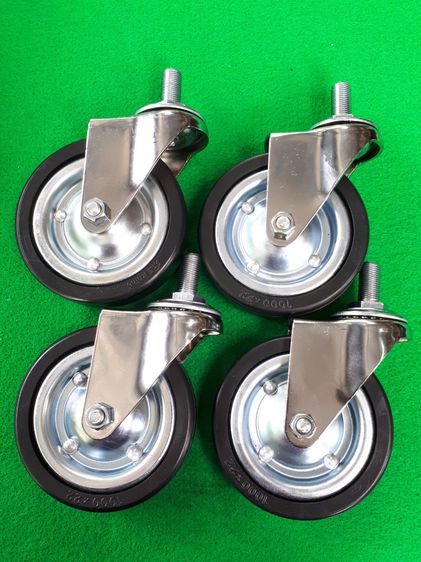 (49) ลูกล้อยางเเกนเกลียว 4  นิ้ว ยางหมุน ไม่เบรค OKB 1 ชุด รูปที่ 2