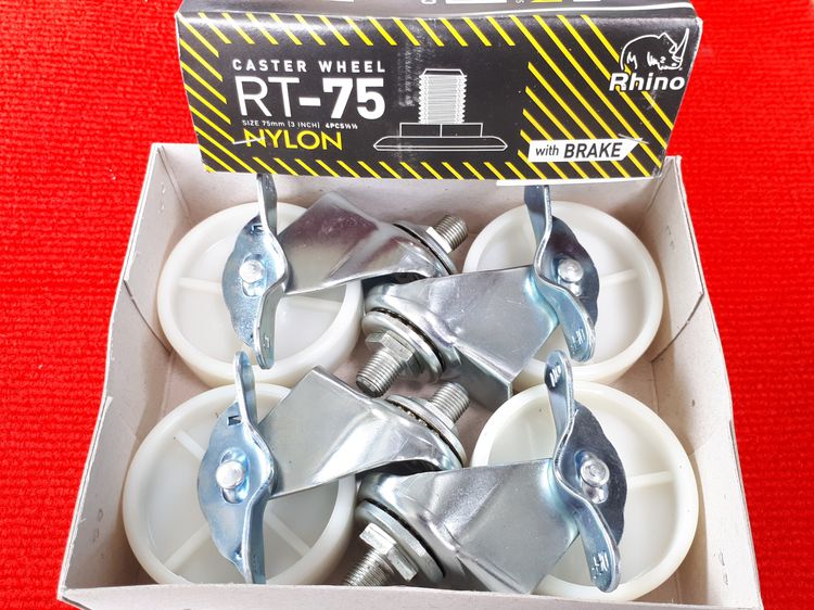 (50) ลูกล้อไนล่อนซิก 3 นิ้ว Rhino เเกนเกลียว มีเบรก 1 ชุด รูปที่ 2