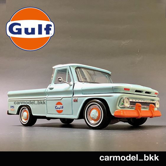 โมเดลรถเหล็ก Chevrolet C10 Fleetside Pickup Truck Gulf ปี 1966 แบรนด์ Motormax ขนาด 1 ต่อ 24 โมเดลรถกระบะ กระบะแต่ง Diecast รูปที่ 1