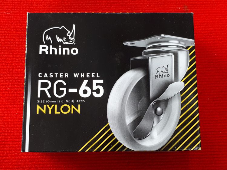 (58) ลูกล้อไนล่อนซิก 2.5 นิ้ว Rhino แป้นหมุน มีเบรค 1 ชุด รูปที่ 3