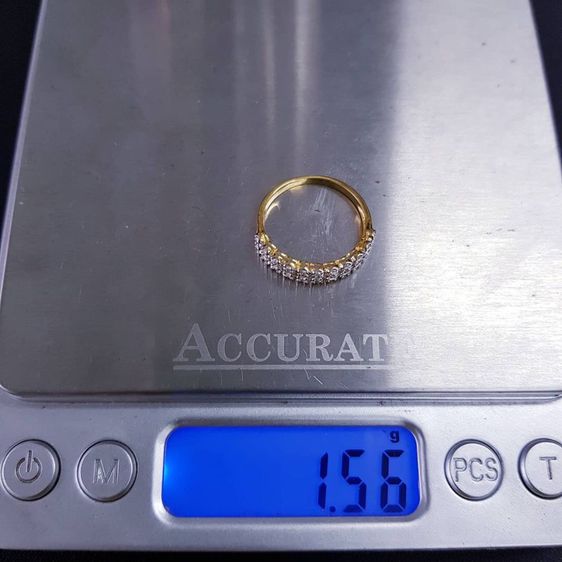 แหวนทอง แหวนเพชรสองแถว ตัวเรือนทอง 9k รูปที่ 7