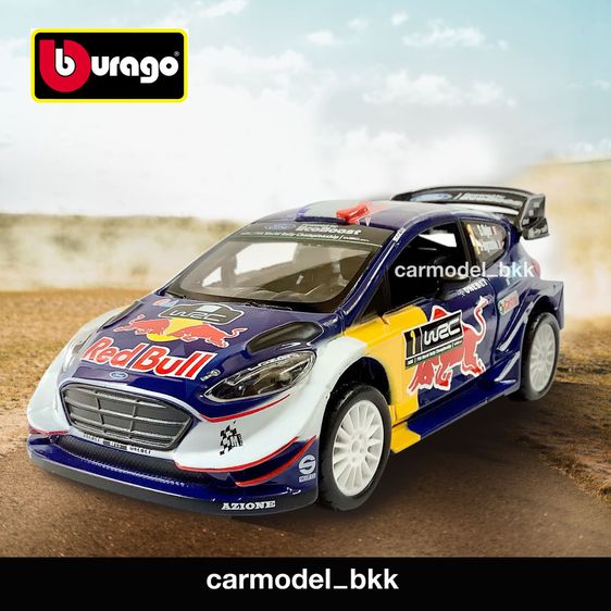 โมเดลรถเหล็ก M-Sports Ford Fiesta WRC ปี 2017 Red Bull แบรนด์ Bburago ขนาด 1 ต่อ 32 โมเดลรถรถแข่ง แรลลี่ Racing Rally Diecast CarModelBKK รูปที่ 1
