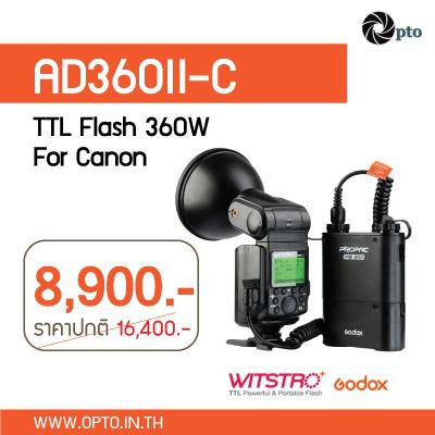AD360IIC ETTL For Canon Godox WITSTRO 360WS GN80  X1 PB960 battery pack แฟลชสตูดิโอ รูปที่ 1