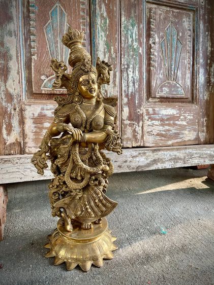 นางอัปสรทองเหลืองอินเดีย Apsara angel brass statue รูปที่ 1