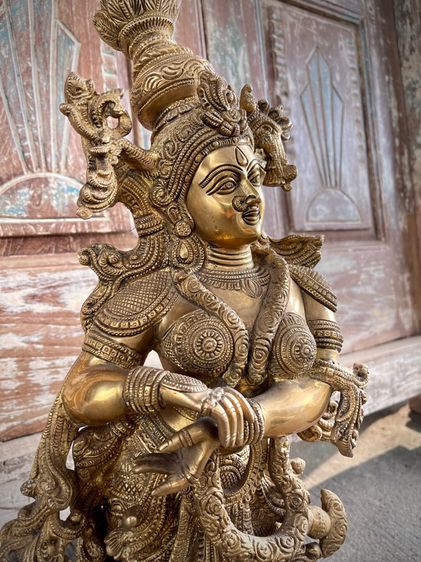 นางอัปสรทองเหลืองอินเดีย Apsara angel brass statue รูปที่ 4