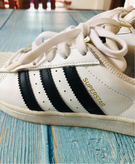 รองเท้าหนังหุ้มส้น Adidas  Superstar ผูกเชือก สีขาวคาดดำ รูปที่ 7