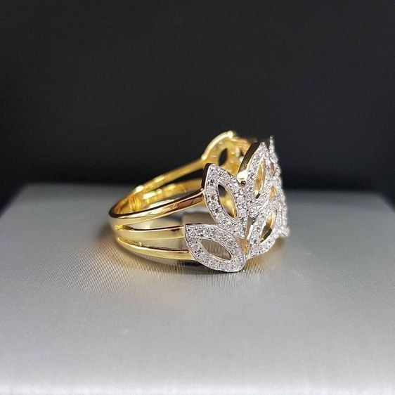 แหวนทอง แหวนใบไม้เรียง ทรงสวยๆ ทอง 9k รูปที่ 3