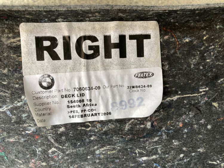 E90 Pre LCi แผงพรม ฝาท้าย ของแท้ มือสอง 318i 320i 325i 320d รูปที่ 4