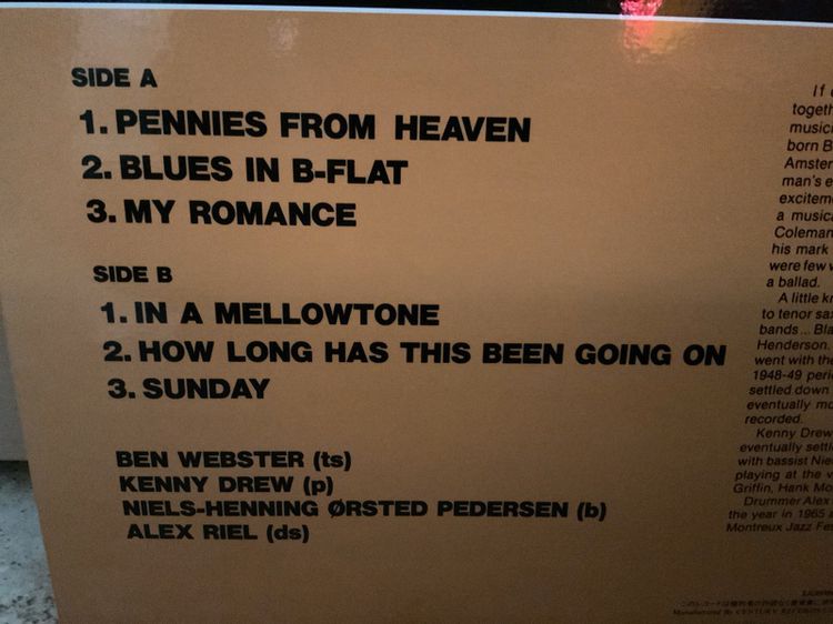 ขายแผ่นเสียงแซ็กโซโฟนหวาน หายาก Ben Webster and Kenny Drew Trio Japan RARE Vinyl LP รูปที่ 4
