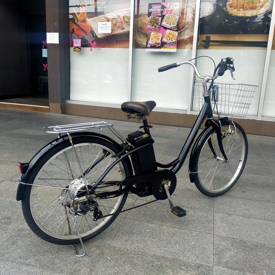 จักรยานแม่บ้านไฟฟ้าญี่ปุ่น  ระบบไฮบริด -	เฟรมอลูมิเนียม 	เกียร์ 6 สปีด -	มอเตอร์ 250w 24v 12a แบตกรดตะกั่ว(เปลี่ยนใหม่) -	แฮนด์+ขอบล้อ อลูม รูปที่ 5