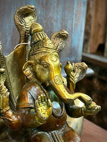 พระพิฆเนศทองเหลืองอินเดีย Indian Ganesh brass statue รูปที่ 5