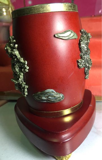 ที่ใส่ปากกาไม้สักทองลายมังกรเนื้อเงิน รูปที่ 4