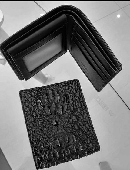 crocodile  wallet กระเป๋าสตางค์หนังจระเข้สีดำ รูปที่ 2
