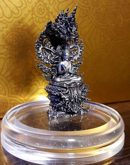 พระนาคปรก เนื้อเงินรมดำ สวยงามมาก รูปที่ 17