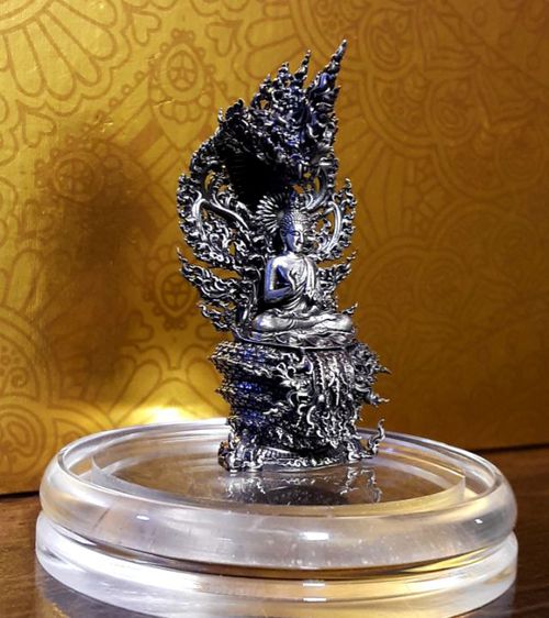 พระนาคปรก เนื้อเงินรมดำ สวยงามมาก รูปที่ 9