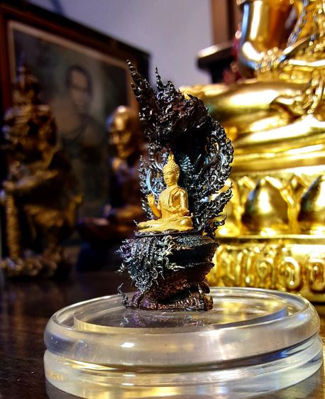 พระนาคปรก เนื้อบรอนซ์ สูง4.5เซ็นต์ ลงยาสวยงาม รูปที่ 9