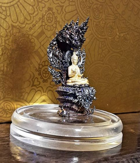 พระนาคปรก เนื้อบรอนซ์ สูง4.5เซ็นต์ ลงยาสวยงาม รูปที่ 7