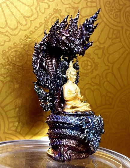 พระนาคปรก เนื้อบรอนซ์ สูง4.5เซ็นต์ ลงยาสวยงาม รูปที่ 3