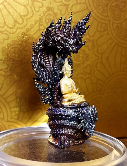 พระนาคปรก เนื้อบรอนซ์ สูง4.5เซ็นต์ ลงยาสวยงาม