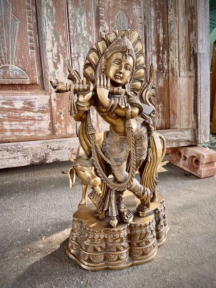 รูปหล่อทองเหลืองพระกฤษณะ Krishna brass statue รูปที่ 9
