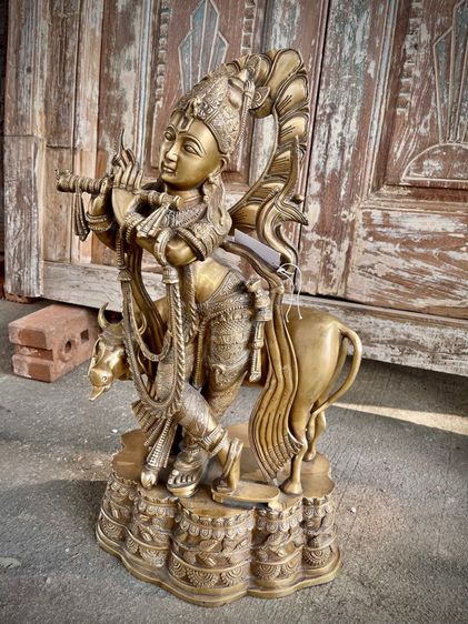 รูปหล่อทองเหลืองพระกฤษณะ Krishna brass statue รูปที่ 10