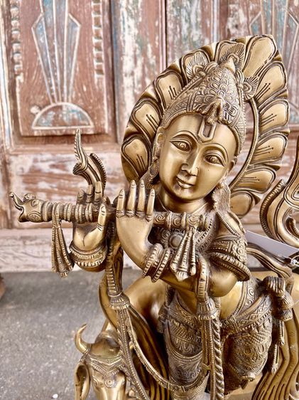 รูปหล่อทองเหลืองพระกฤษณะ Krishna brass statue รูปที่ 2