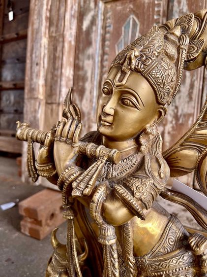 รูปหล่อทองเหลืองพระกฤษณะ Krishna brass statue รูปที่ 3