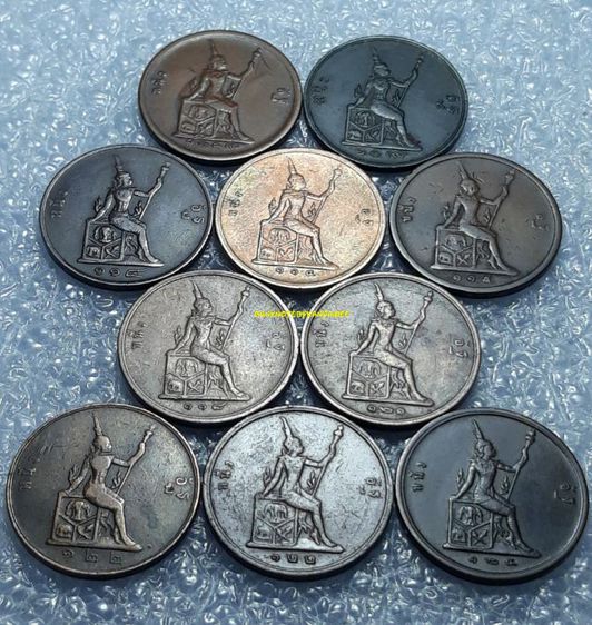 เหรียญทองแดง ร.5 หลังพระสยามเทวาธิราช 
หนึ่งอัฐ รวม 10 เหรียญ ครบชุด รูปที่ 2