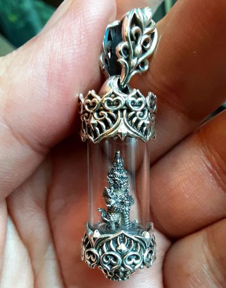 ท้าวเวสสุวรรณจิ๋ว เงินรมดำ ใส่หลอดเงินรมดำพุทธศิลป์ สวยงามมาก รูปที่ 14