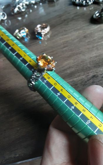 แหวนเงินแท้ พลอยเม็ดใหญ่สีเหลืองซิทริน สวยสะอาด น่าสะสม รูปที่ 4