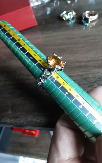 แหวนเงินแท้ พลอยเม็ดใหญ่สีเหลืองซิทริน สวยสะอาด น่าสะสม รูปที่ 2