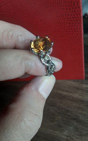 แหวนเงินแท้ พลอยเม็ดใหญ่สีเหลืองซิทริน สวยสะอาด น่าสะสม รูปที่ 17