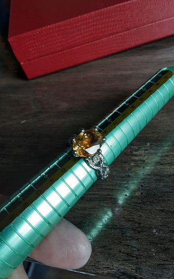 แหวนเงินแท้ พลอยเม็ดใหญ่สีเหลืองซิทริน สวยสะอาด น่าสะสม รูปที่ 7