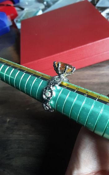 แหวนเงินแท้ พลอยเม็ดใหญ่สีเหลืองซิทริน สวยสะอาด น่าสะสม รูปที่ 12